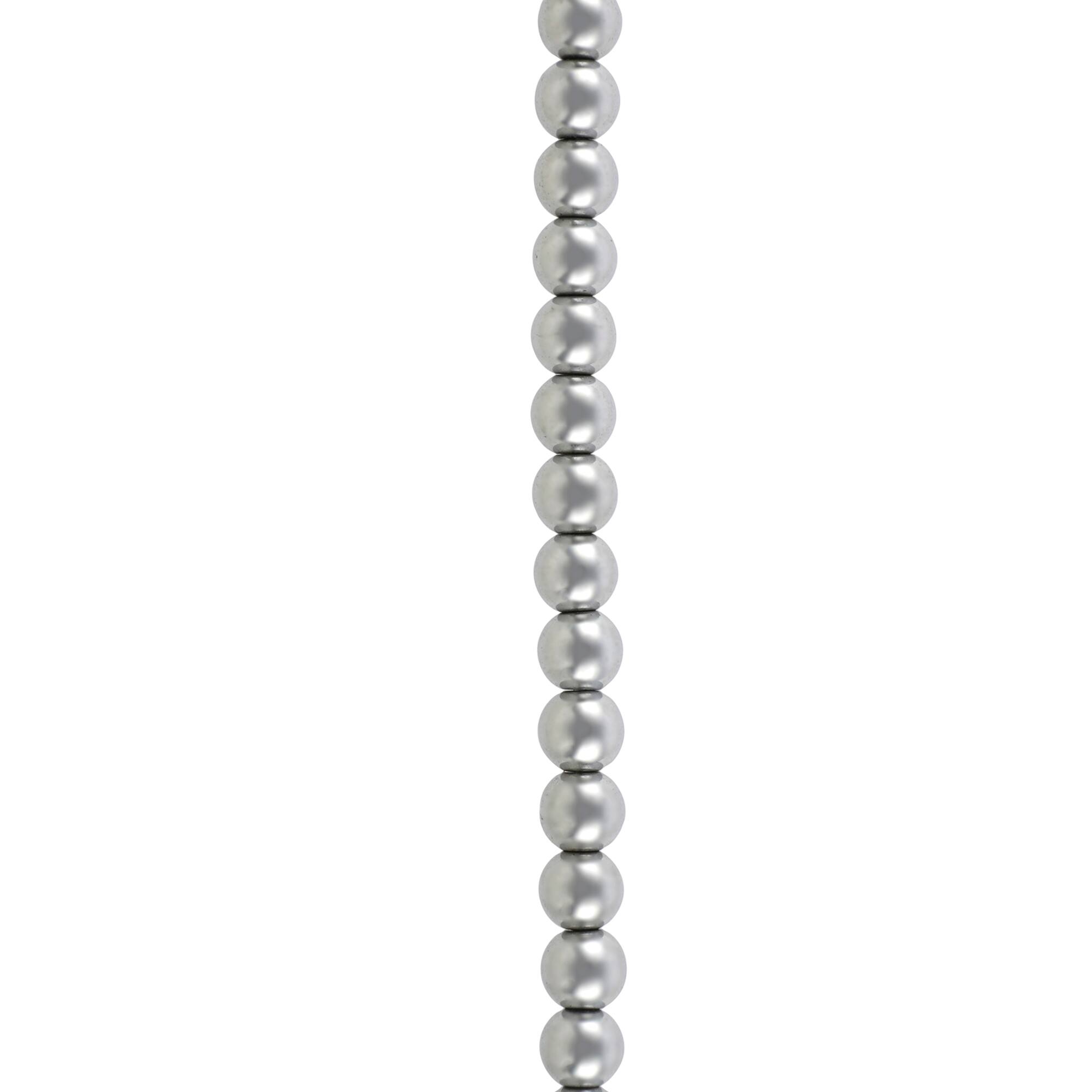12 Pack: Rhodium Reconstituted Hematite Round Beads by Bead Landing